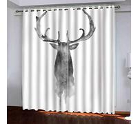 MAYNUO Rideaux Enfants pour Chambre 3D Un Petit Cerf Gris Abstrait Occultant À Oeillets Rideau Anti Froid Thermique Isolant À Motif 140x160 Cm Occultants Isolant Thermiques