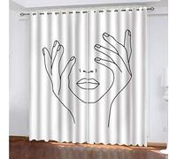 MAYNUO Rideaux Enfants pour Chambre 3D Visage De Femme Au Trait Simple Occultant À Oeillets Rideau Anti Froid Thermique Isolant À Motif 140x160 Cm Occultants Isolant Thermiques