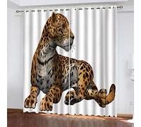 MAYNUO Rideaux Grande Largeur 3D Animal Léopard Lot De 2 Rideau Occultant Thermiques Isolant A Oeillet avec Motif 234x230 Cm Salon Thermique Anti Froid, Chambre Maison Décoration
