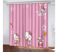 MAYNUO Rideaux Grande Largeur 3D Cartoon Chaton Fond Rose Lot De 2 Rideau Occultant Thermiques Isolant A Oeillet avec Motif 234x230 Cm Salon Thermique Anti Froid, Chambre Maison Décoration