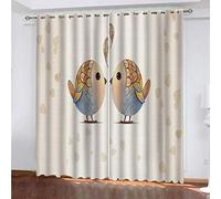 MAYNUO Rideaux Grande Largeur 3D Deux Petits Oiseaux Cartoon Lot De 2 Rideau Occultant Thermiques Isolant A Oeillet avec Motif 234x230 Cm Salon Thermique Anti Froid, Chambre Maison Décoration