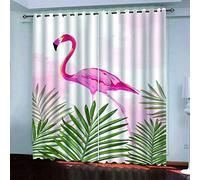 MAYNUO Rideaux Grande Largeur 3D Flamants Roses Cartoon Lot De 2 Rideau Occultant Thermiques Isolant A Oeillet avec Motif 234x230 Cm Salon Thermique Anti Froid, Chambre Maison Décoration