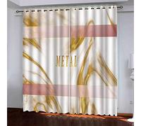 MAYNUO Rideaux Grande Largeur 3D Imprimé Artistique Métallique Lot De 2 Rideau Occultant Thermiques Isolant A Oeillet avec Motif 234x230 Cm Salon Thermique Anti Froid, Chambre Maison Décoration