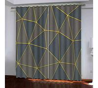MAYNUO Rideaux Grande Largeur 3D Imprimé Lignes Dorées Lot De 2 Rideau Occultant Thermiques Isolant A Oeillet avec Motif 234x230 Cm Salon Thermique Anti Froid, Chambre Maison Décoration