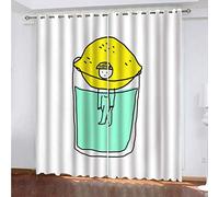 MAYNUO Rideaux Grande Largeur 3D Tasse Cartoon Lot De 2 Rideau Occultant Thermiques Isolant A Oeillet avec Motif 234x230 Cm Salon Thermique Anti Froid, Chambre Maison Décoration