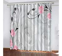 MAYNUO Rideaux Occultants 140x240 Cm Rideaux Occultants Isolant Thermiques À Oeillets Élégant Décoration pour Chambre Salon 3D Rose Grise Abstraite Thermique Anti Froid, Lot De 2 Rideaux Motif