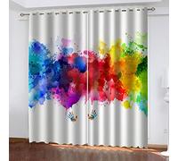 MAYNUO Rideaux Occultants 140x240 Cm Rideaux Occultants Isolant Thermiques À Oeillets Élégant Décoration pour Chambre Salon 3D Art Multicolore Graffiti Thermique Anti Froid, Lot De 2 Rideaux Motif