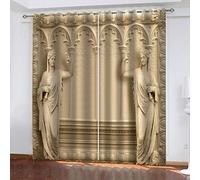 MAYNUO Rideaux Occultants 140x240 Cm Rideaux Occultants Isolant Thermiques À Oeillets Élégant Décoration pour Chambre Salon 3D Statue Humaine Thermique Anti Froid, Lot De 2 Rideaux Motif