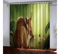 MAYNUO Rideaux Occultants 200x160 Cm Rideau Occultants Isolant Thermiques À Oeillets Élégant Décoration pour Chambre Salon 3D Élan Cartoon Thermique Anti Froid, Lot De 2 Motif