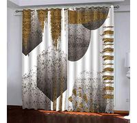 MAYNUO Rideaux Occultants 3D Abstrait Doré Gris 2 Panneau 264x240Cm Rideau Salon Moderne Isolant Thermique Occultant pour Chambre d'enfant Impression Décoration Polyester