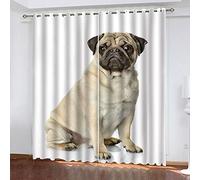 MAYNUO Rideaux Occultants 3D Animaux De Compagnie Chien 2 Panneau 264x240Cm Rideau Salon Moderne Isolant Thermique Occultant pour Chambre d'enfant Impression Décoration Polyester