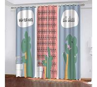 MAYNUO Rideaux Occultants 3D Animaux Dinosaures De Dessin Animé 2 Panneau avec Œillets 264x240Cm Rideau Salon Moderne Isolant Thermique Occultant pour Chambre d'enfant Impression Décoration Polyester