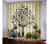MAYNUO Rideaux Occultants 3D Arbre Abstrait Et Coloré 2 Panneau 264x240Cm Rideau Salon Moderne Isolant Thermique Occultant pour Chambre d'enfant Impression Décoration Polyester