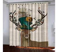 MAYNUO Rideaux Occultants 3D Butterfly Abstrait Animal Cerf 2 Panneau 264x240Cm Rideau Salon Moderne Isolant Thermique Occultant pour Chambre d'enfant Impression Décoration Polyester