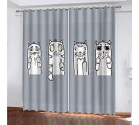 MAYNUO Rideaux Occultants 3D Chaton Blanc Abstrait 2 Panneau 264x240Cm Rideau Salon Moderne Isolant Thermique Occultant pour Chambre d'enfant Impression Décoration Polyester