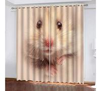 MAYNUO Rideaux Occultants 3D Hamster 2 Panneau avec Œillets 264x240Cm Rideau Salon Moderne Isolant Thermique Occultant pour Chambre d'enfant Impression Décoration Polyester