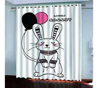 MAYNUO Rideaux Occultants 3D Lapin Blanc 2 Panneau avec Œillets 264x240Cm Rideau Salon Moderne Isolant Thermique Occultant pour Chambre d'enfant Impression Décoration Polyester