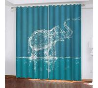 MAYNUO Rideaux Occultants 3D L'Éléphant Abstrait 2 Panneau 264x240Cm Rideau Salon Moderne Isolant Thermique Occultant pour Chambre d'enfant Impression Décoration Polyester