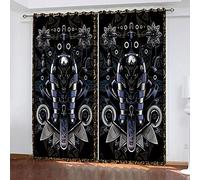 MAYNUO Rideaux Occultants 3D Loup Noir Abstrait 2 Panneau 264x240Cm Rideau Salon Moderne Isolant Thermique Occultant pour Chambre d'enfant Impression Décoration Polyester