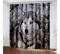 MAYNUO Rideaux Occultants Thermique 3D Animal À La Mode Husky Isolant Anti Froid A Oeillets 234x230 Cm Phonique pour Chambre Decoration, Rideau Salon À Oeillets Draperies, Maison Bureau Fenêtre