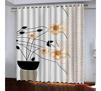 MAYNUO Rideaux Occultants Thermique 3D Motif Floral À La Mode Isolant Anti Froid A Oeillets 180x250 Cm Phonique pour Chambre Decoration, Rideau Salon À Oeillets Draperies, Maison Bureau Fenêtre