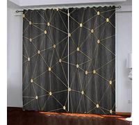 MAYNUO Rideaux Thermiques Isolants Anti Froid Art Lignes Dorées Moderne 3D Imprimé Motif 160x200 Cm Occultants À Oeillets pour Chambre, Rideau Salon, Maison Chambre Fenetre