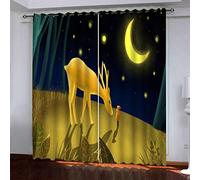 MAYNUO Rideaux Thermiques Isolants Anti Froid Élan Doré De Dessin Animé Moderne 3D Imprimé Motif 160x200 Cm Occultants À Oeillets pour Chambre, Rideau Salon, Maison Chambre Fenetre