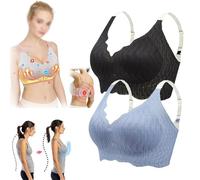 MAYNUO Soutien-Gorge Elrosy Jelly Gel, Modèle de Correction de Posture, Sans Armature, Confortable, Multi-Sport, Noir, Blanc, Bleu, Vert, Taille 3XL, 2 Pièces