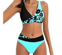 Mayo De Bain Femme 2 Piece Taille Haute Imprimées Maillots Deux Pièces Bikini Set Rembourré Push Up Vintage Beachwear Dos Croisé Push-Up Amincissante Ventre Plat Contrôle du Brésilien Swimwear Plage