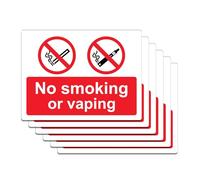 Mayoii 6PCS Self Adhesive No Smoking Signs, No Smoking Adherent Vinyl Stickers (180mm X 135mm), Waterproof No Smoking Or Vaping Signs, Safety Warning Signs Indoor And Outdoor Use (6)