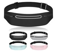 Mayoii Ceinture de course légère pour homme et femme avec poche pour bouteille d'eau, support de téléphone multi-poches, pochette de course à pied, Noir , Taille unique, Moderne