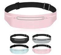 Mayoii Ceinture de course légère pour homme et femme avec poche pour bouteille d'eau, support de téléphone multi-poches, pochette de course à pied, rose, Taille unique, Moderne