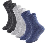 Mayoii Lot de 3 paires de chaussettes antidérapantes en tissu éponge pour homme - Chaussettes thermiques confortables et chaudes avec semelles antidérapantes - Pointure 39-45 - Pour dormir à la maison