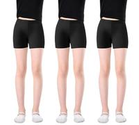 Mayoii Lot de 3 shorts de cyclisme en coton pour filles de 2 à 12 ans - Respirant au-dessus du genou - Short de sécurité pour PE, danse, gym, sous jupes, leggings d'été, Noir , 5-7 ans