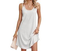 Mayoii Robe d'été pour femme, broderie anglaise à œillets, robe ample sans manches, cache-maillot de plage pour femme