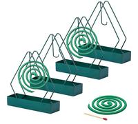 Mayoii Support de Bobine Anti-Moustique Support Spirale Anti Moustique 4 pièces Ensemble de Triangle en métal Portable pour Un Usage Domestique intérieur (4, 4 Verts)