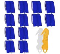 MAYOKEN® Lot de 12 Fermetures Éclair Autocollantes Bleues - 220 x 7,6 cm Zips Robustes Double Face pour Bâches Anti-Poussière, Zones de Réparation, Usage Intérieur/Extérieur