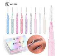 MAYOOC Mini brosse à sourcils brosse permanente à sourcils brosses de levage de sourcils jetables pliable Micro brosse à cils applicateurs outils 5PCS BLUE