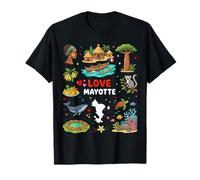 Mayotte Island Carte Graphique Nature Tropicale et Vie Marine T-Shirt