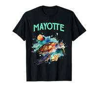 Mayotte Tortue Aquarelle Océan Indien Île Nature Mer T-Shirt