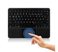 MAYPHY Mini clavier sans fil avec pavé tactile - Clavier portable pour iPad, tablettes, ordinateurs portables, touches silencieuses et design compact - QWERTZ allemand - Noir