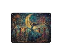 Maypole Poster rétro en métal avec inscription « Dancing Under The New Moon » - Décoration murale - 30 x 40 cm