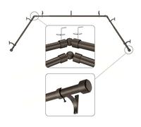 Mayrhyme Tringle à rideaux en bronze foncé avec embouts et supports en aluminium, tringle centrale réglable de 91,4 à 183 cm, tringles latérales de 50,8 à 91,4 cm