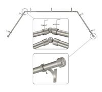 Mayrhyme Tringle à rideaux en nickel brossé avec embouts et supports en aluminium, tringle centrale réglable de 91,4 à 183 cm pour fenêtres (61 à 172 cm), tringles latérales de 50,8 à 91,4 cm pour