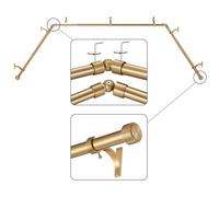 Mayrhyme Tringle à rideaux pour baie vitrée avec embouts et supports en aluminium, tringle centrale réglable de 81,3 à 218,4 cm pour fenêtres (50,8 à 208,3 cm), tringles latérales de 81,3 à 147,2 cm