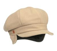 Mayser Casquette Gavroche Camilla Oreillettes Femme - Made in The EU Type Laine pour l'hiver avec Visiere, Oreillettes, Doublure, Doublure Hiver Automne-Hiver - M (56-57 cm) Beige Clair
