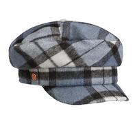 Mayser Casquette Marin Debby Check Femme - Made in The EU pour de Baker Boy avec visière, Doublure Automne-Hiver - L (59-60 cm) Bleu