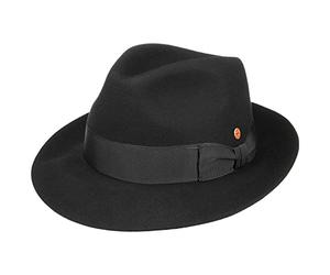 Mayser Chapeau Bogart City Fanal Femme/Homme - Made in The EU de Feutre Poil Fedora avec Doublure, Ruban Gros Grain Printemps-été - 61 cm Noir