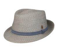 Mayser Chapeau Chanvre-Lin Trilby Zechbauer Femme/Homme - Made in The EU D'Ete de Plage en Paille avec Bandeau Cuir, Cuir Ete Printemps-ete - 57 cm Bleu Clair
