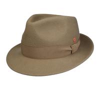 Mayser Chapeau Fedora Manuel Femme/Homme - Made in The EU de Feutre en Laine pour Homme avec Ruban Gros Grain Hiver Printemps-ete - 57 cm Beige Clair